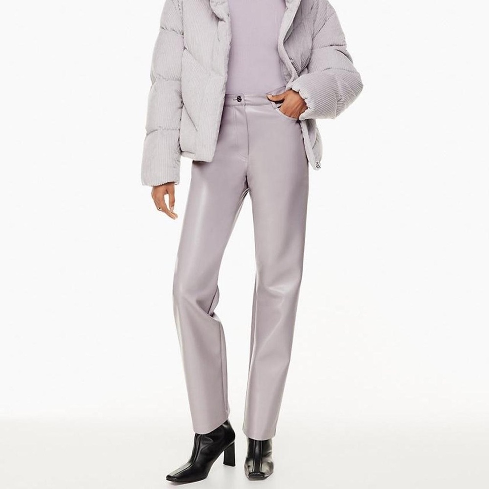 Aritzia Wilfred Melina High Waisted Straight Leg Leather Pants